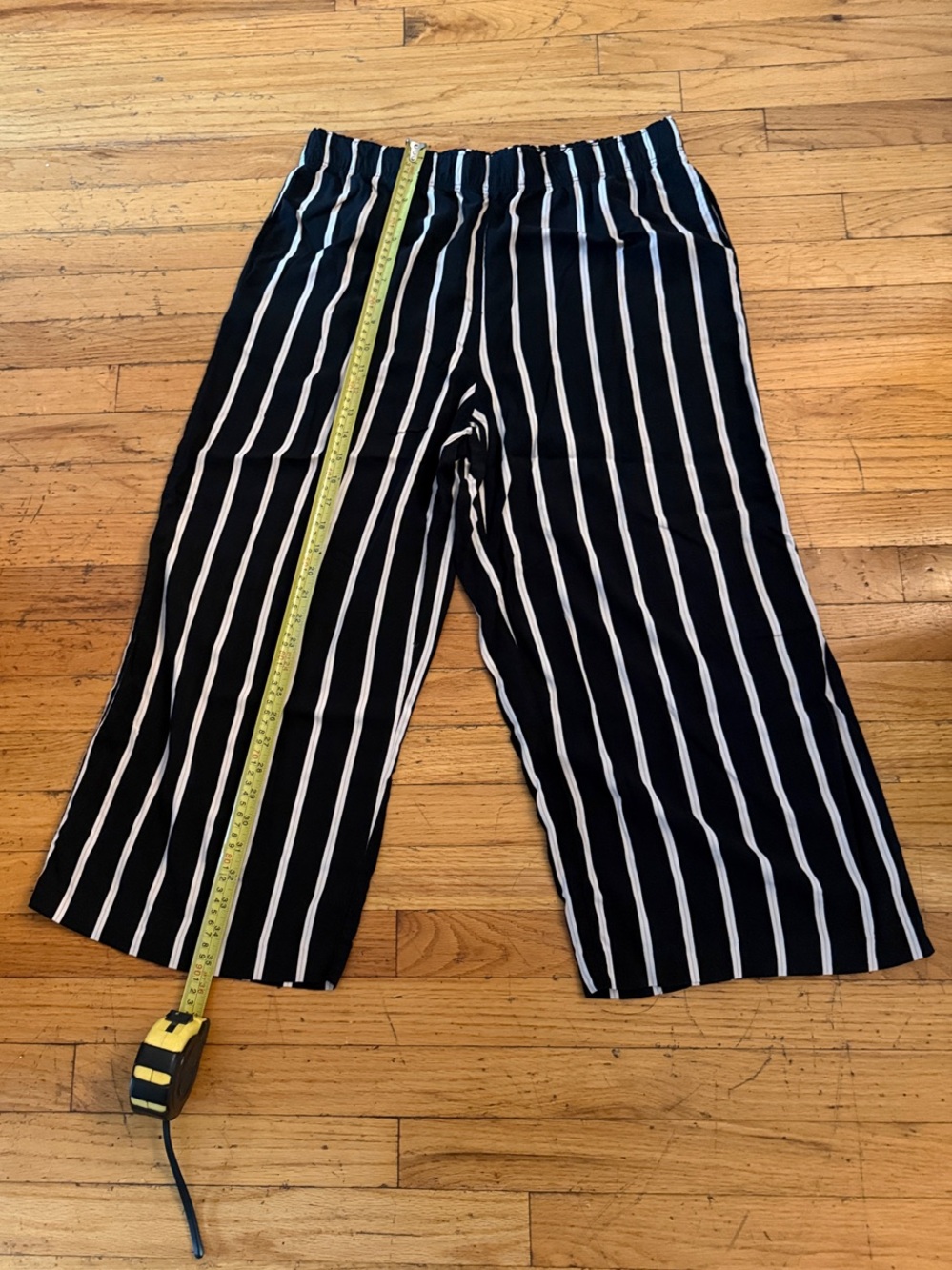 Women’s Black and White Striped Pajama Pants - Elastic Waist